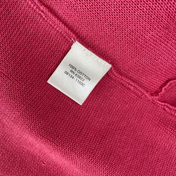 Christopher & Banks Cotton Tie Front Pink Coral Knit Sweater 3/4 Sleeves Sz Med - Picture 12 of 13